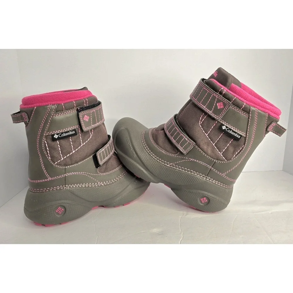 Columbia Snow Boots Purple Gray Girls Size 4‎ Powderbug Waterproof Warm Rain